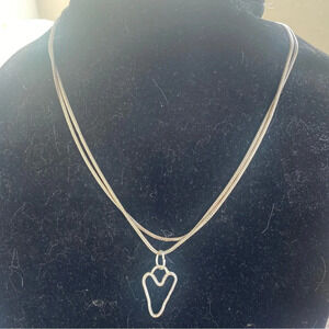 Rustic sterling silver heart necklace